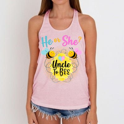 He or She? Uncle to Bee Women's Knotted Racerback Tank