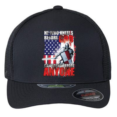 He Who Kneels Before God Can Stan Before Anyone Flexfit Unipanel Trucker Cap