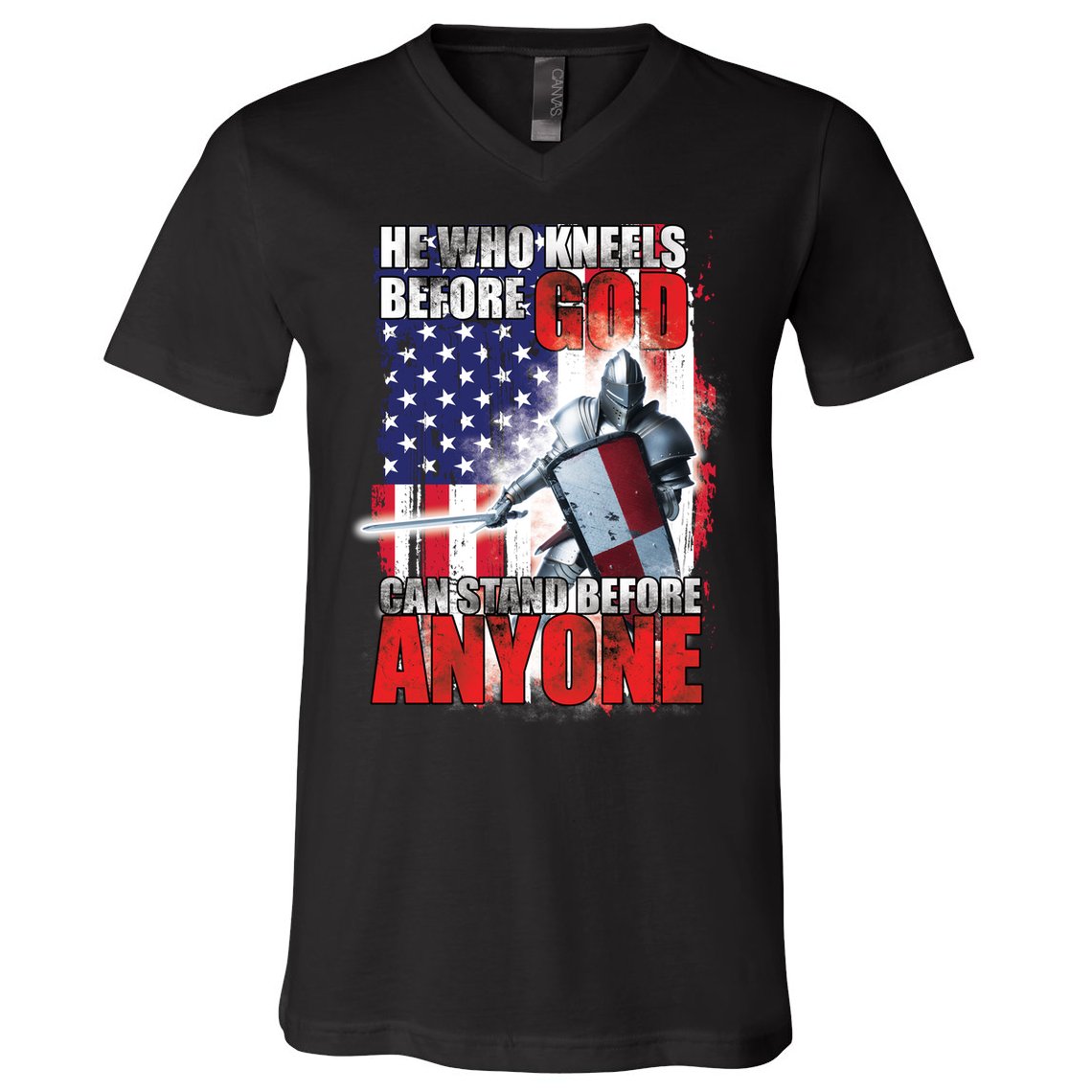 He Who Kneels Before God Can Stan Before Anyone V-Neck T-Shirt