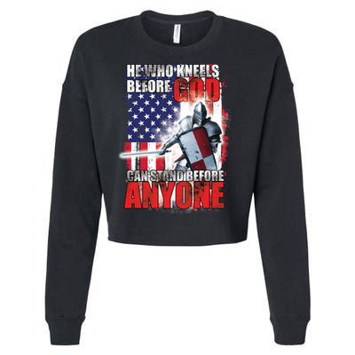 He Who Kneels Before God Can Stan Before Anyone Cropped Pullover Crew