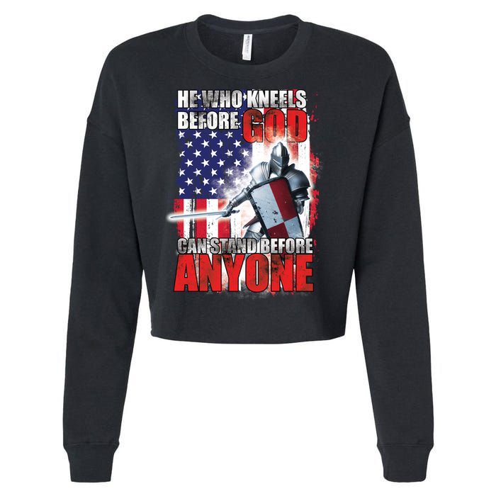 He Who Kneels Before God Can Stan Before Anyone Cropped Pullover Crew