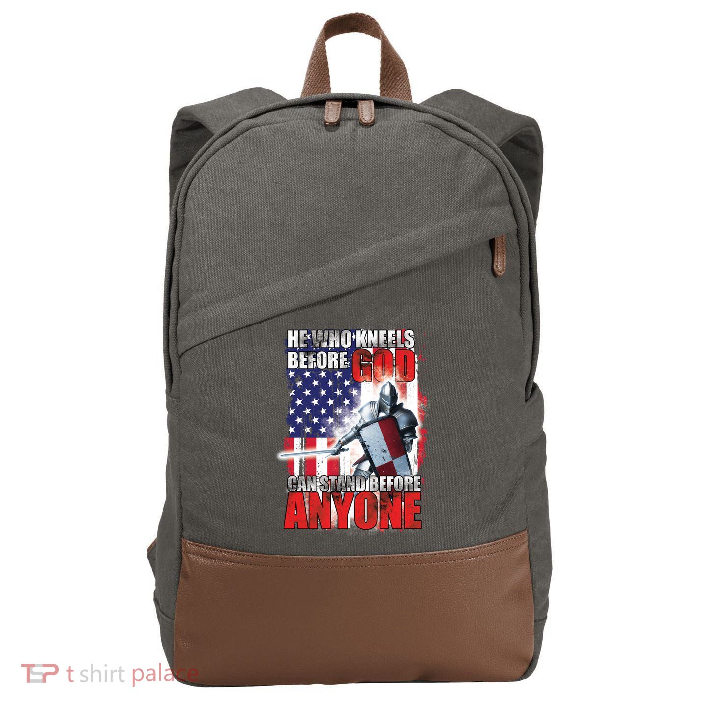 He Who Kneels Before God Can Stan Before Anyone Cotton Canvas Backpack