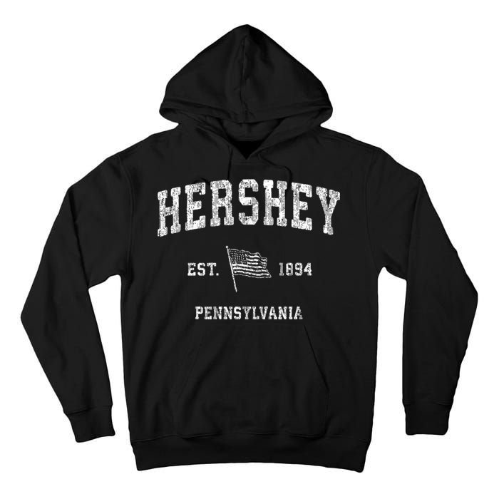 Hershey Est 1894 Pennsylvania Pa Vintage Athletic Vintage Us Flag Sports Design Tall Hoodie