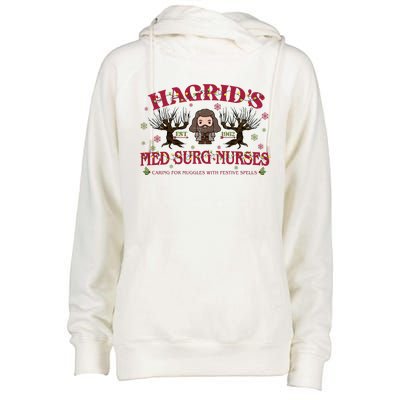 HagridS Est 1962 Med Surg Nurses Funny Christmas Holiday Xmas Wizard Womens Funnel Neck Pullover Hood