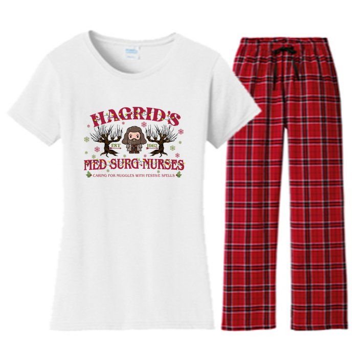 HagridS Est 1962 Med Surg Nurses Funny Christmas Holiday Xmas Wizard Women's Flannel Pajama Set