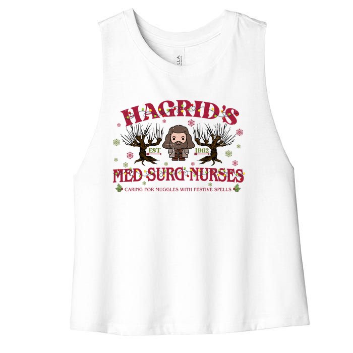 HagridS Est 1962 Med Surg Nurses Funny Christmas Holiday Xmas Wizard Women's Racerback Cropped Tank