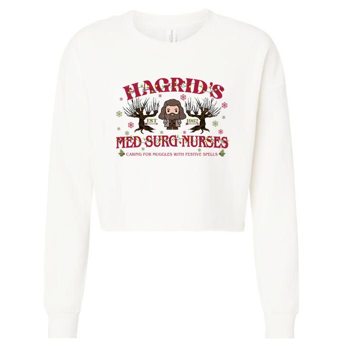 HagridS Est 1962 Med Surg Nurses Funny Christmas Holiday Xmas Wizard Cropped Pullover Crew