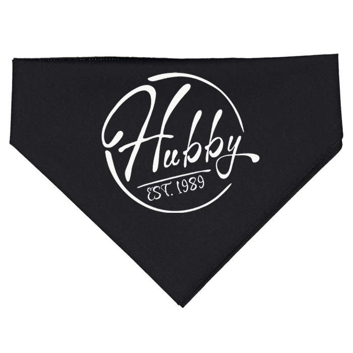 Hubby Established 1989 Wedding Anniversary Celebration USA-Made Doggie Bandana