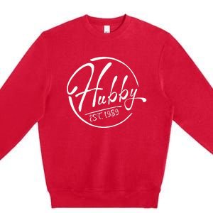 Hubby Established 1989 Wedding Anniversary Celebration Premium Crewneck Sweatshirt