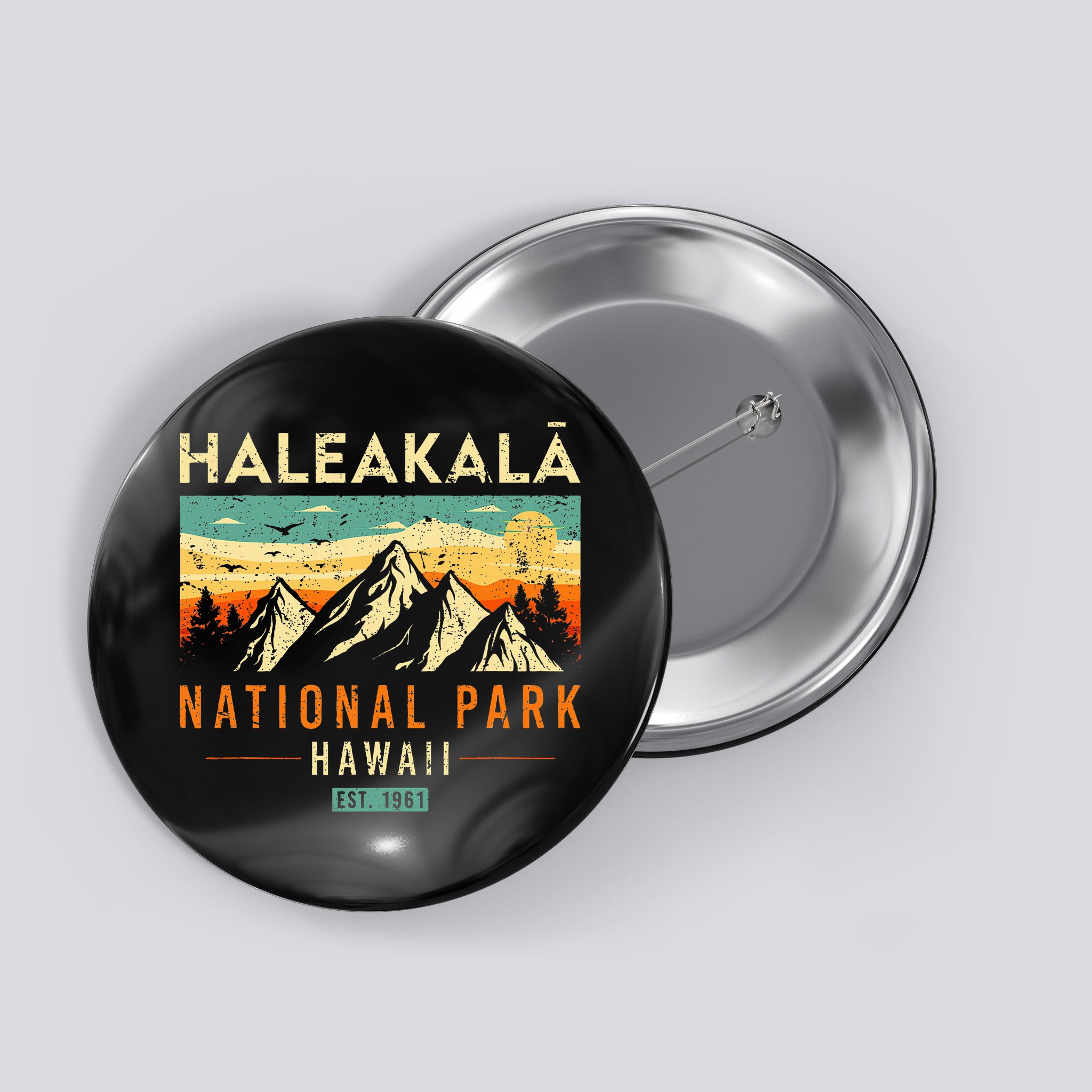 Haleakala Est 1961 Hawaii Vintage Retro National Park Button