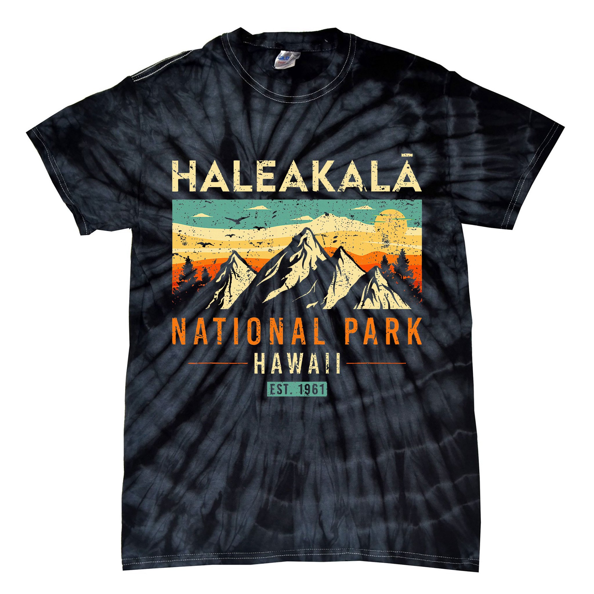 Haleakala Est 1961 Hawaii Vintage Retro National Park Tie-Dye T-Shirt