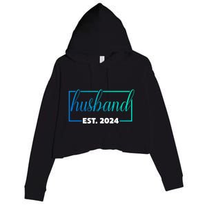 Husband Est 2024 Wedding Married Couple Wife Matching Cute Gift Crop Fleece Hoodie