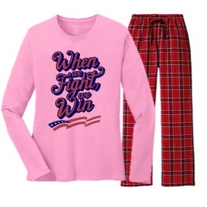 Harris Election 2024 When We Fight We Win Women's Long Sleeve Flannel Pajama Set 