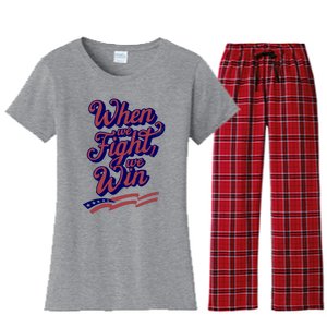 Harris Election 2024 When We Fight We Win Women's Flannel Pajama Set