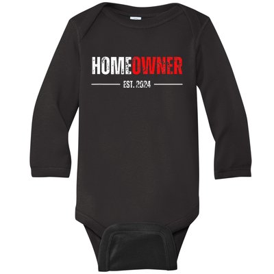 Homeowner Est 2024 Proud Housewarming For New Home Owner Baby Long Sleeve Bodysuit