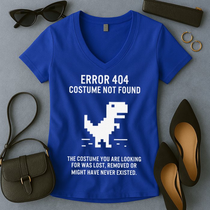 Halloween Error 404 Costume Not Found Coding Programmer Geek Women's V-Neck T-Shirt