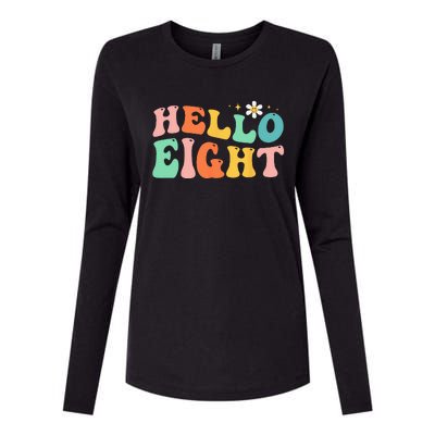 Hello Eight 8 Year Old 8th Birthday Girl Age 8 BDay Groovy Womens Cotton Relaxed Long Sleeve T-Shirt