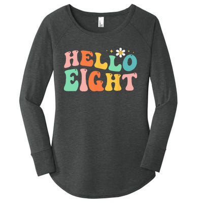 Hello Eight 8 Year Old 8th Birthday Girl Age 8 BDay Groovy Women's Perfect Tri Tunic Long Sleeve Shirt