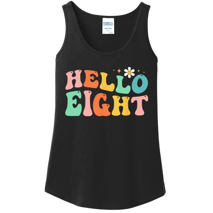 Hello Eight 8 Year Old 8th Birthday Girl Age 8 BDay Groovy Ladies Essential Tank