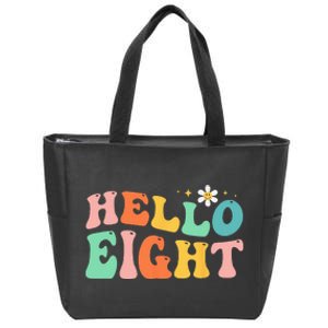 Hello Eight 8 Year Old 8th Birthday Girl Age 8 BDay Groovy Zip Tote Bag