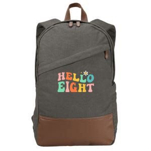 Hello Eight 8 Year Old 8th Birthday Girl Age 8 BDay Groovy Cotton Canvas Backpack