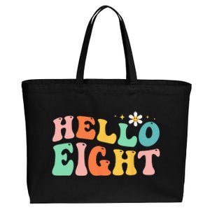 Hello Eight 8 Year Old 8th Birthday Girl Age 8 BDay Groovy Cotton Canvas Jumbo Tote