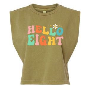 Hello Eight 8 Year Old 8th Birthday Girl Age 8 BDay Groovy Garment-Dyed Women's Muscle Tee