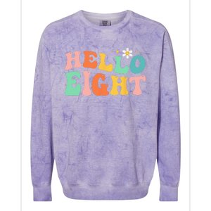 Hello Eight 8 Year Old 8th Birthday Girl Age 8 BDay Groovy Colorblast Crewneck Sweatshirt