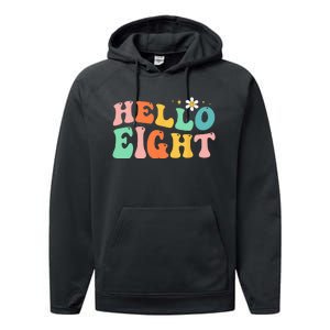 Hello Eight 8 Year Old 8th Birthday Girl Age 8 BDay Groovy Performance Fleece Hoodie