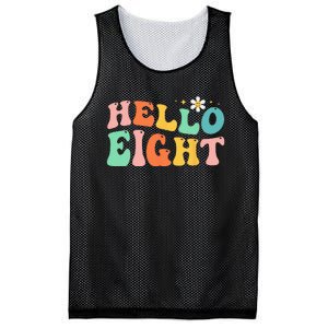 Hello Eight 8 Year Old 8th Birthday Girl Age 8 BDay Groovy Mesh Reversible Basketball Jersey Tank