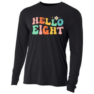 Hello Eight 8 Year Old 8th Birthday Girl Age 8 BDay Groovy Cooling Performance Long Sleeve Crew