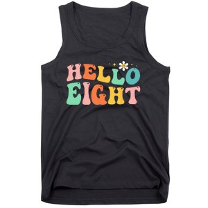 Hello Eight 8 Year Old 8th Birthday Girl Age 8 BDay Groovy Tank Top