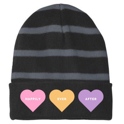 Happily Ever After Hearts Striped Beanie with Solid Band