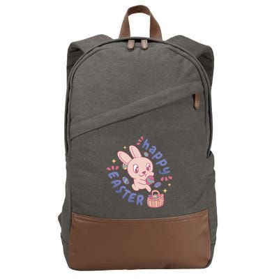 Happy Easter Adorable Bunny Cotton Canvas Backpack