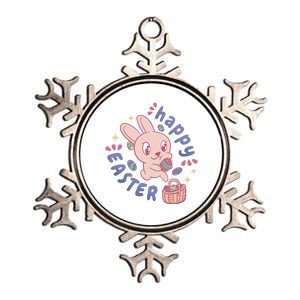 Happy Easter Adorable Bunny Metallic Star Ornament