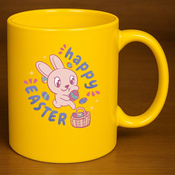 Happy Easter Adorable Bunny 11oz C Handle Ceramic Mug