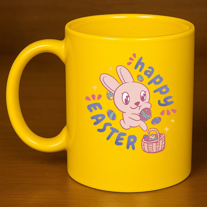 Happy Easter Adorable Bunny 11oz C Handle Ceramic Mug