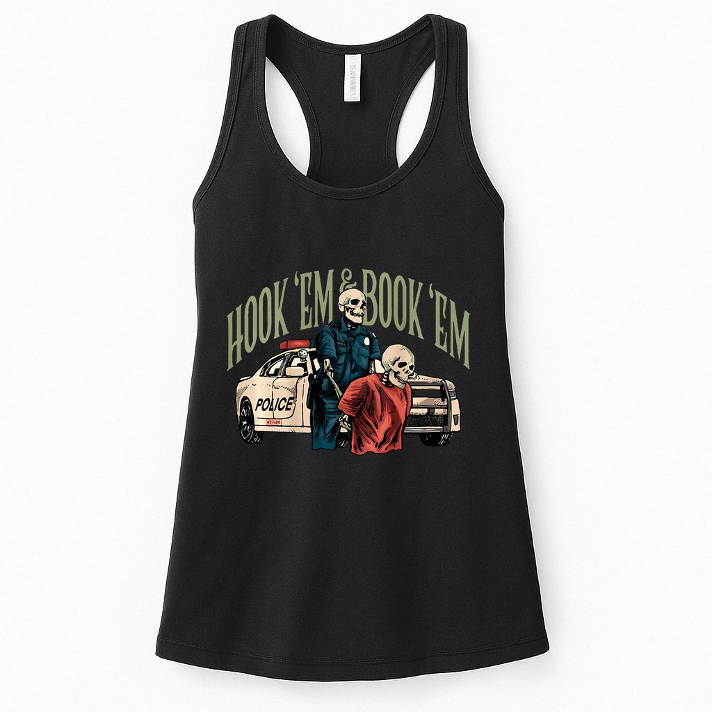 Hook Em And Book Em Womens Tank Top