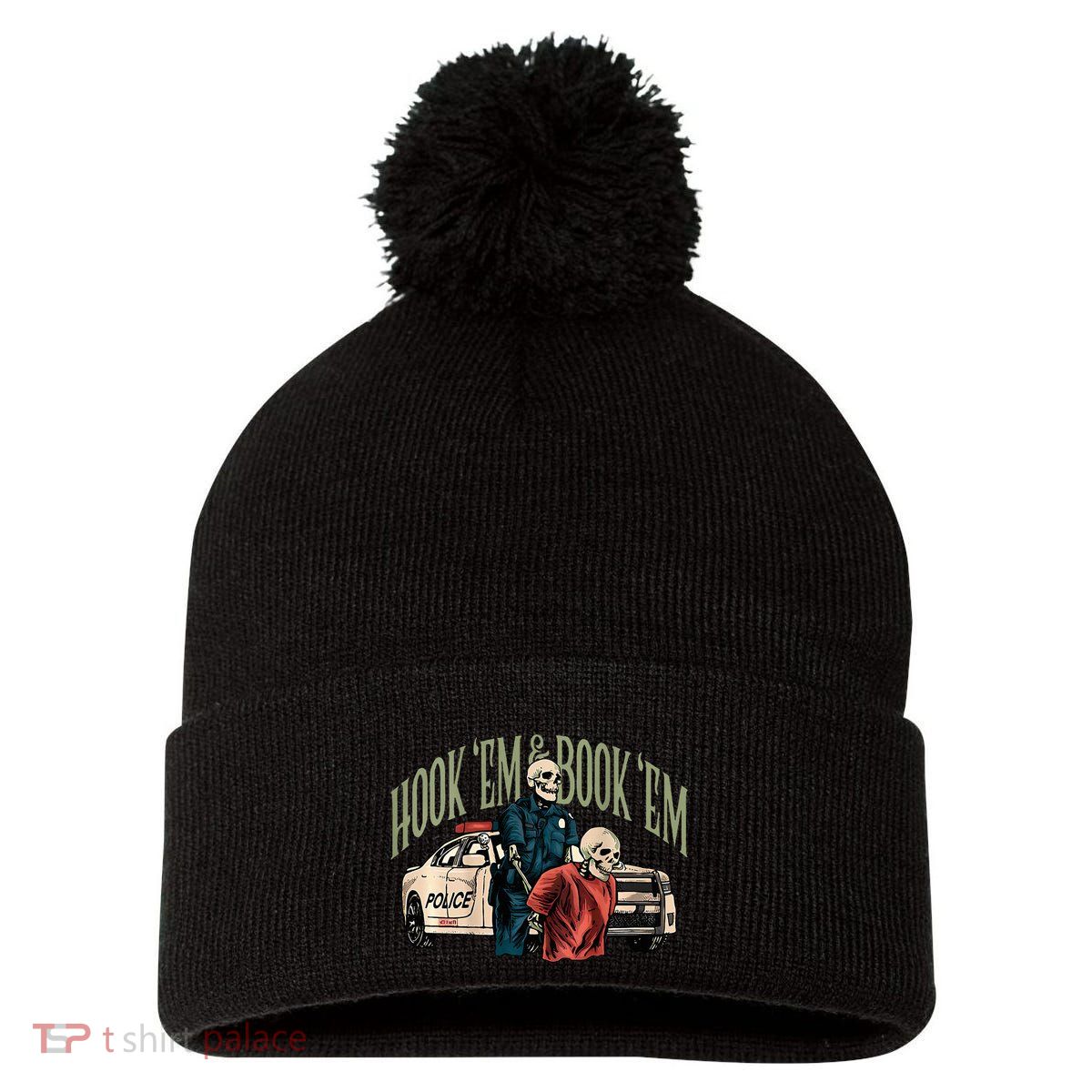 Hook Em And Book Em Pom Pom 12in Knit Beanie