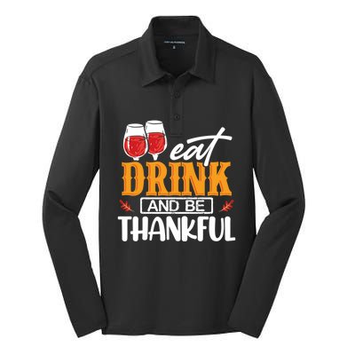 Holiday Eat And Be Thankful Gift Silk Touch Performance Long Sleeve Polo