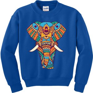 Henna Elephant Art Yoga Wildlife Gift Kids Sweatshirt