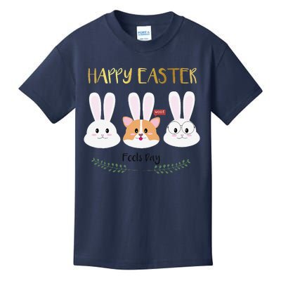 Happy Easter April Fools Day Bunnies And Corgi Kids T-Shirt