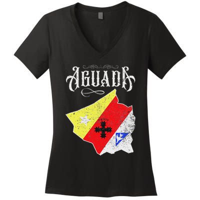 Hecho En Aguada Camisas De Puerto Rico Women's V-Neck T-Shirt
