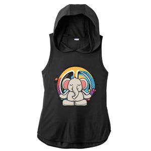 Hippie Elephant Art Yoga Peace Sign Funny Meditation Novelty Funny Gift Ladies PosiCharge Tri-Blend Wicking Draft Hoodie Tank