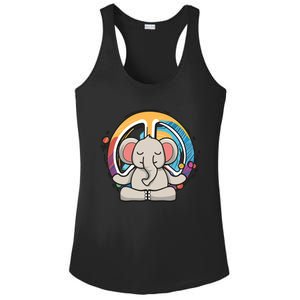 Hippie Elephant Art Yoga Peace Sign Funny Meditation Novelty Funny Gift Ladies PosiCharge Competitor Racerback Tank