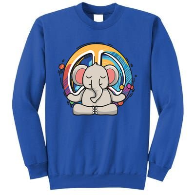 Hippie Elephant Art Yoga Peace Sign Funny Meditation Novelty Funny Gift Tall Sweatshirt