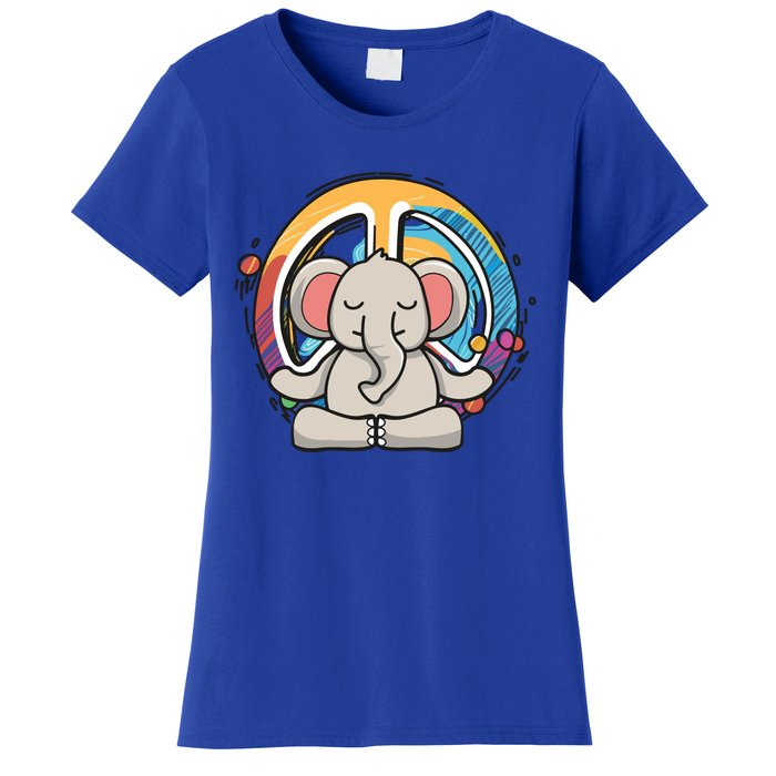 Hippie Elephant Art Yoga Peace Sign Funny Meditation Novelty Funny Gift Women's T-Shirt