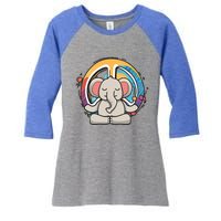 Hippie Elephant Art Yoga Peace Sign Funny Meditation Novelty Funny Gift Women's Tri-Blend 3/4-Sleeve Raglan Shirt