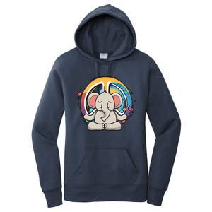 Hippie Elephant Art Yoga Peace Sign Funny Meditation Novelty Funny Gift Women's Pullover Hoodie