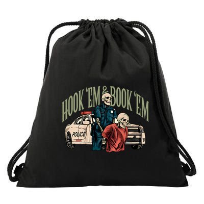 Hook Em And Book Em Drawstring Bag